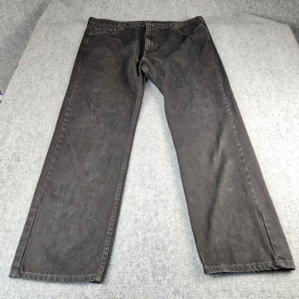 Levis 505 Regular Fit‎ Straight Leg Jeans Black Denim Mens 44x32 505-0260